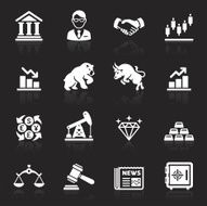 Business and finance stock exchange white icons