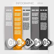 orange column infographic five options in big down arrows