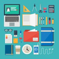 Office and school objects icons infographics elements N2