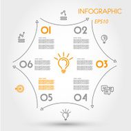 linear infographic hexagon with arrows