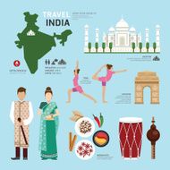 Travel Concept India Landmark Flat Icons Design Vector Illustra