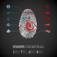 vector web design template criminal theme finger stamp - infographics