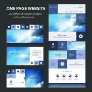 One Page Website Template Different Header Designs with Blurred Backgrounds N2