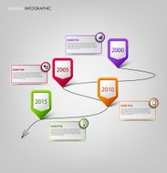 Time line info graphic with colored pointers background