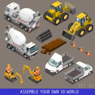 City Construction Transport Isometric Flat 3d Icon Set 1