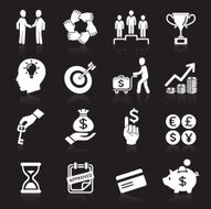 Business icons management and human resources white icons N3