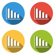 Collection of 4 isolated flat buttons (icons) for graph