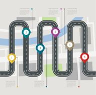 Road infographic stepwise structure with pin pointer Navigation