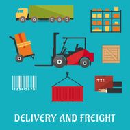 Delivery and freight flat infographic