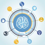 Vector education concept - brain and science icons N2