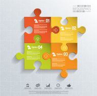 Abstract 3D puzzle infographic N8