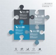 Abstract 3D puzzle infographic N9