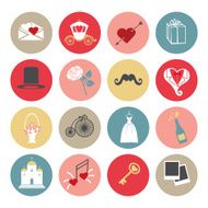 Cute Flat wedding icons set for web and mobile