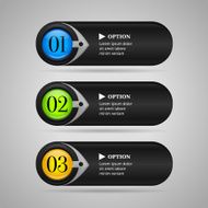 Black options banners buttons with arrow