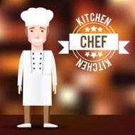 Vector Chef character on blurred background