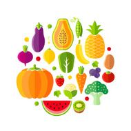 Healthy lifestyle design element with fruits and vegetables