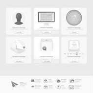 Collection of flat UI elements for website template with icons