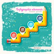 creative retro template with pencil stair flow chart N2