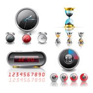 clocks and stopwatch detailed vector set