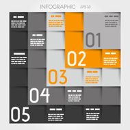 grey and orange five L options square infographic