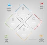 Modern boxes design minimal style infographic template N2