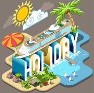 Cruise Holiday Isometric Postcard Infographic N2