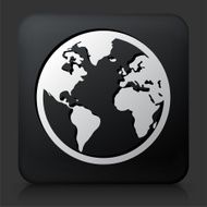 Black Square Button with Globe Icon N6