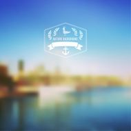 Vector seaside landscape with hipster badge Outdoor Barcelona