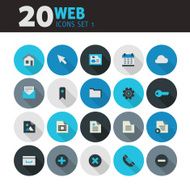 Blue flat round button web icons N2