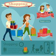 woman man Shopping infographics vector illustration