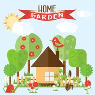 Vector garden illustration in flat style