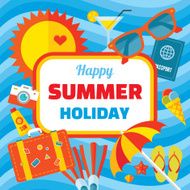 Happy summer holiday - vector banner in flat style N2