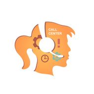 Call center operator with headset icon infographics