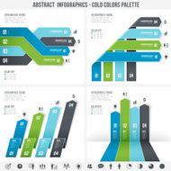 Cold Colors Abstract Infographics set 3