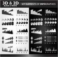 3D&amp;2D Black&amp;White Set elements od Infographics