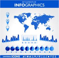 Blue infographic Universal icons set N2