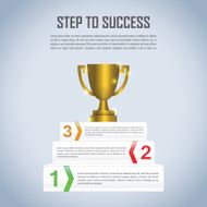 Step to success with winner trophy infographic design template