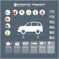 Car auto service infographics design elements with mechanical parts icons