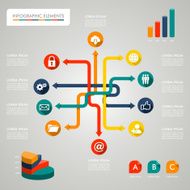 Social media networks infographic diagram with information graphics elements set