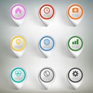 Pointer marks set Colorful icon templates on gray background infographic