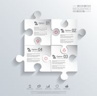 Abstract 3D puzzle infographic N10