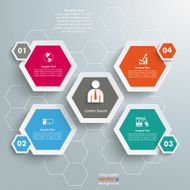 5 Colored Hexagons Background