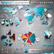World map design set of infographic elements N3