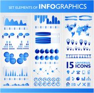 Blue infographic Universal icons set N3