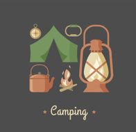 Hinking and camping vintage hipster poster