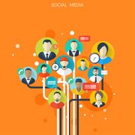 Flat social media and network concept Business background global communication