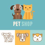 Vector dog and cat icons logos