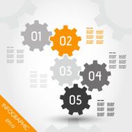 five orange full infographic gears