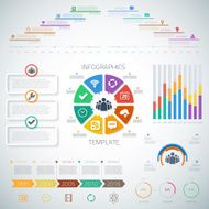 Huge Timeline Infographics Set with diograms pie charts icons