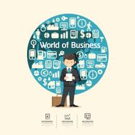 Flat Icons with businessman character design infographic N2